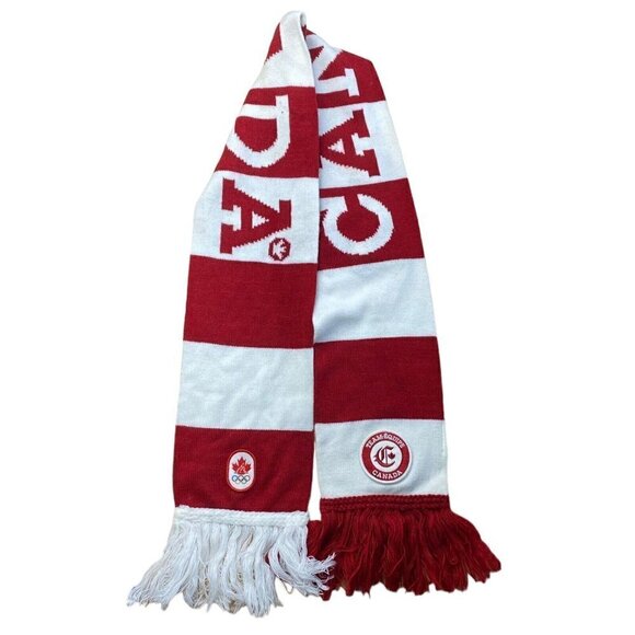 Hudson Bay Company Team Canada Youth Olympics Knit Winter Scarf Red White US OS - Picture 4 of 9